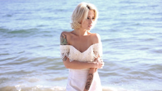Woman tattoo beach ocean portrait - visual art free wallpaper