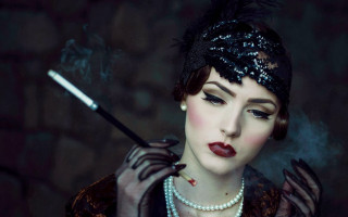 Woman smoking black hat feathered - a woman smoking free wallpaper