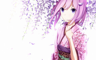Purple hair pink dress anime - a pink dress free wallpaper for desktop