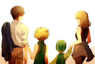 Family three standing white background - a family free wallpaper