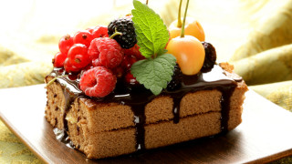 Cake chocolate icing fruit plate 2 - a piece of cake free wallpaper