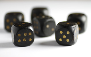 Black gold dices raytraced shallow - a white surface free wallpaper