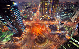 City night traffic lights holography - traffic free wallpaper