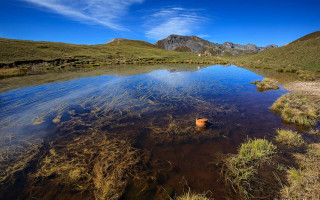 Lake mountains bridge sky clouds - charles angrand free wallpaper