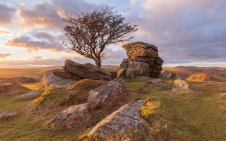 Rock forest sunset clouds mountains - carl critchlow free wallpaper for desktop