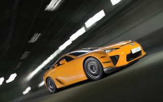 Yellow sports car tunnel light 2 - white lettering free wallpaper
