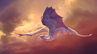 Dragon flying clouds fantasy anne - a painting of a dragon free wallpaper