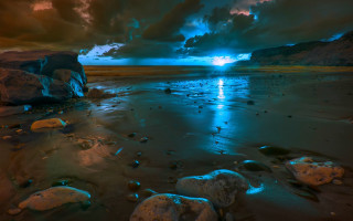 Beach rocks water cloudy sky - a beach free wallpaper for desktop