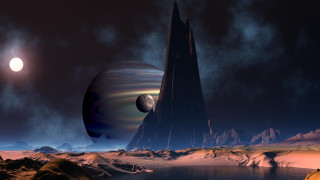Distant planet moon city night - a distant planet free wallpaper