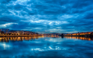 Lake city bridge clouds matte - a lake free wallpaper