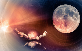 Space shuttle moon reflection night - a reflection of the moon free wallpaper
