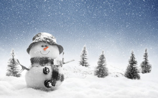 Snowman hat scarf snow trees - brian snøddy free wallpaper for desktop