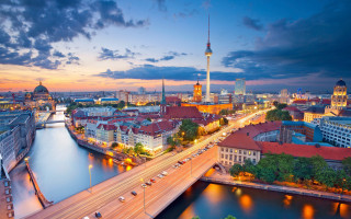 Berlin dusk cityscape bridge river - berlin secession free wallpaper