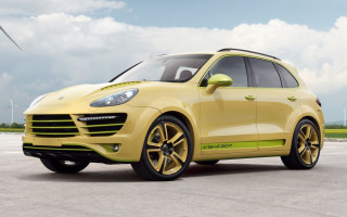 Yellow porsche cayenne windmill cloudy - a windmill in the background free wallpaper for desktop