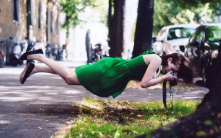 Upside down green dress bike - upside free wallpaper