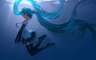 Floating woman underwater headphones blue - a pair of headphones free wallpaper
