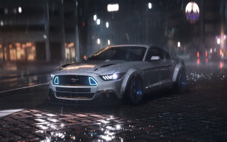 Mustang city night fog headlights - its headlight free wallpaper