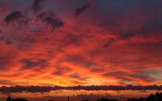 Sunset red sky clouds field - free sunset wallpaper for desktop
