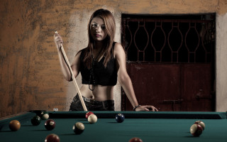 Woman pool playing black top - dong yuan free wallpaper for desktop