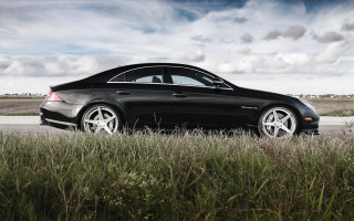 Black car tall grass cloudy - the side of a road free wallpaper for desktop