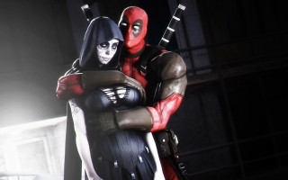 Deadpool hug dark room window - a dark room free wallpaper for desktop