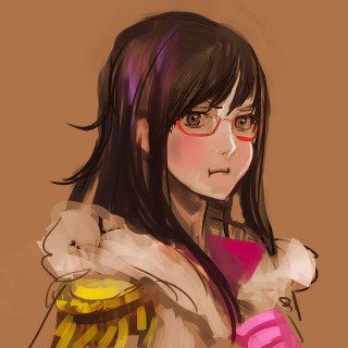 Woman glasses pinkshirt yellowcup character - glass free wallpaper for tablet