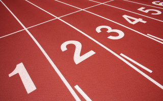 Red track white lines girls - white number free wallpaper