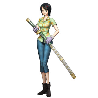 Woman sword green shirt jeans - a woman holding free wallpaper for tablet