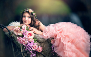 Girl pink dress flower wreath - elinor proby adams free wallpaper for desktop