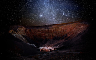 Mountain starry sky hole ground - sky above free wallpaper for desktop