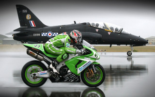 Man green motorcycle jet runway - colin hayes free wallpaper