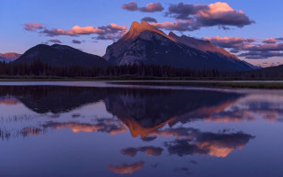 Mountain lake trees sky clouds 3 - a lake and trees free wallpaper