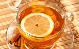Glass tea lemon cinnamon bamboo - a bamboo mat free wallpaper