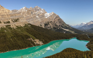 Blue lake mountains trees day - the middle of the day free wallpaper