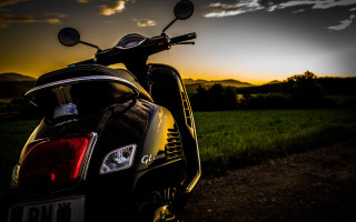 Scooter dirt road field sunset - a dirt road in a field free wallpaper