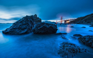 Long exposure bridge water night - photography free wallpaper