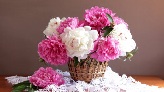 Basket flowers lace stilllife folkart - a basket of flowers free wallpaper