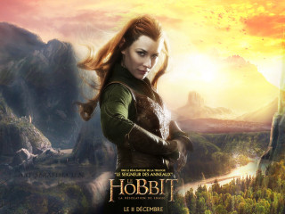 Woman green dress mountain river - epic fantasy free wallpaper