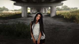 Elina karimova bridge outdoors fashion - a long black hair free wallpaper