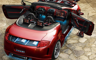 Red sports car open doors 7 - shown free wallpaper