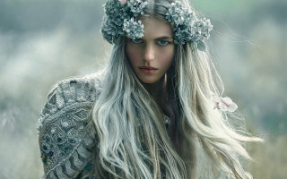 Woman long hair flowers field - artur tarnowski free wallpaper