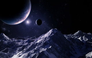 Mountain moon planets night sky - a moon free wallpaper