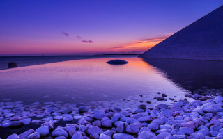 Sunset pyramid rocks pool blue - buckminster fuller free wallpaper for desktop