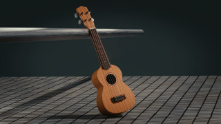 Wooden ukulele tiled floor stick 2 - free 3d render wallpaper