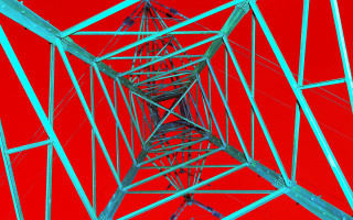 Metal structure red sky blue - cerith wyn evans free wallpaper