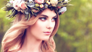 Flower crown portrait forest fashion - a flower crown free wallpaper