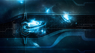Futuristic blue spiral design stars - the center of the image free wallpaper