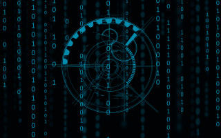 Clock dark background blue circles - the same direction free wallpaper