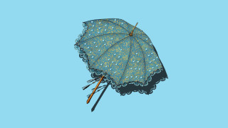 Blue lace umbrella flying sky - a blue umbrella free wallpaper