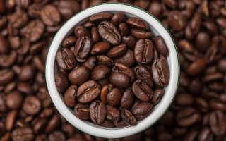 White bowl coffee beans pile - coffee bean free wallpaper